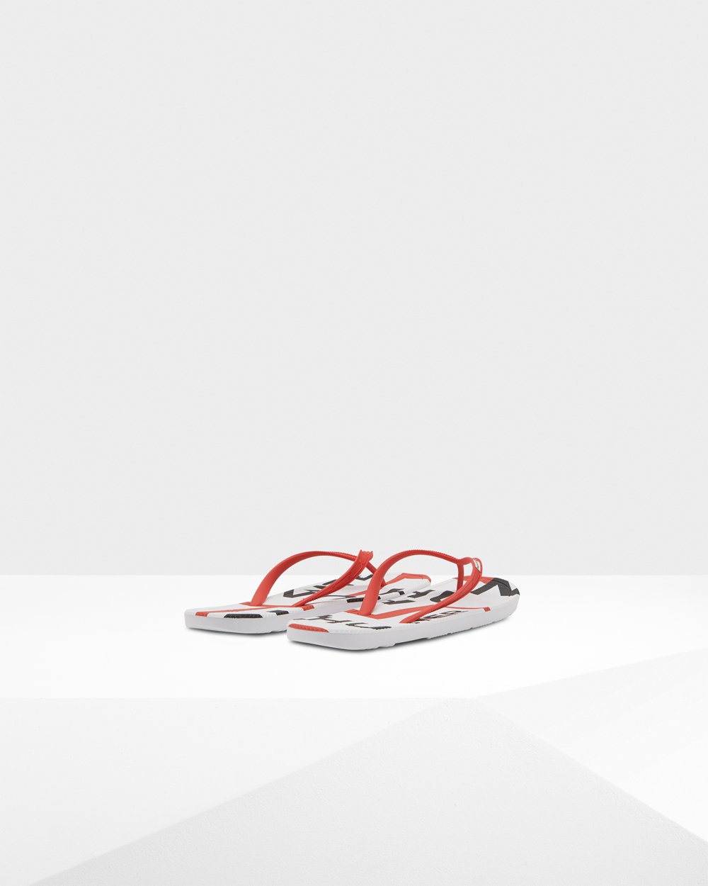 Mens Flip Flops - Hunter Original Exploded Logo (72UGJKLRO) - Red